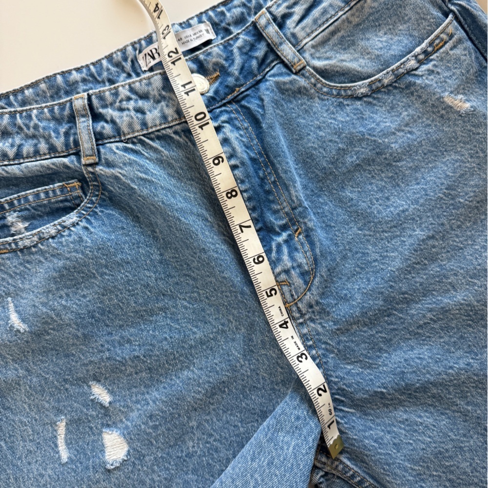 ZARA Mid Rise Straight Oversized Jorts Women’s Size 8 Bermuda Denim - Picture 4 of 11